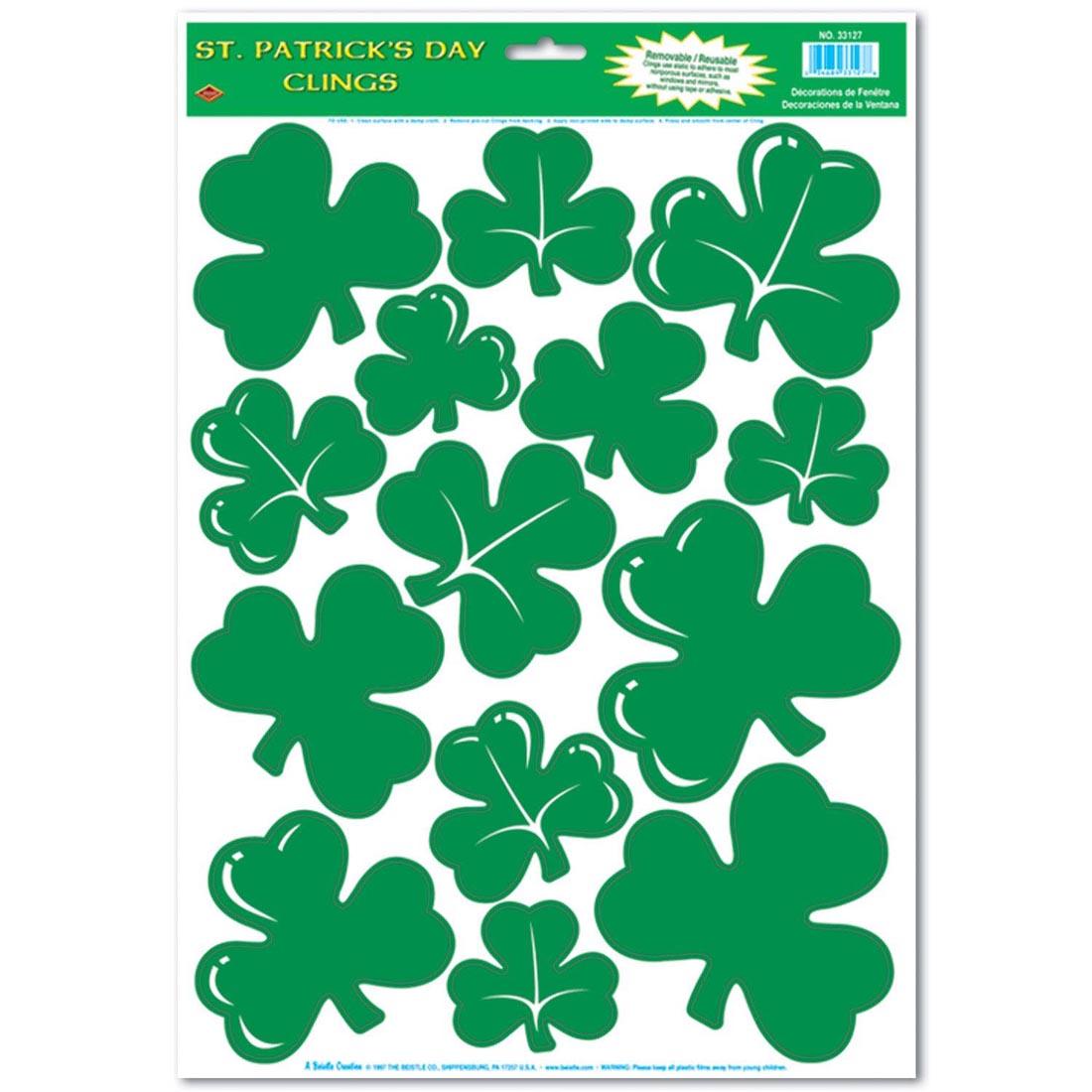St. Patrick's Day Shamrock Window Clings By Beistle Company