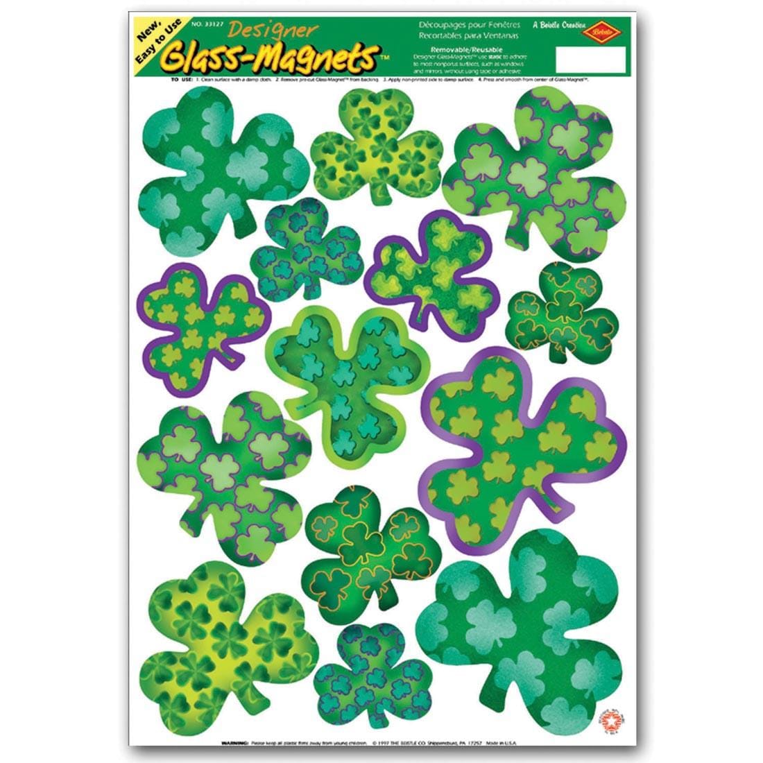 Designer Glass-Magnets Shamrock Window Clings