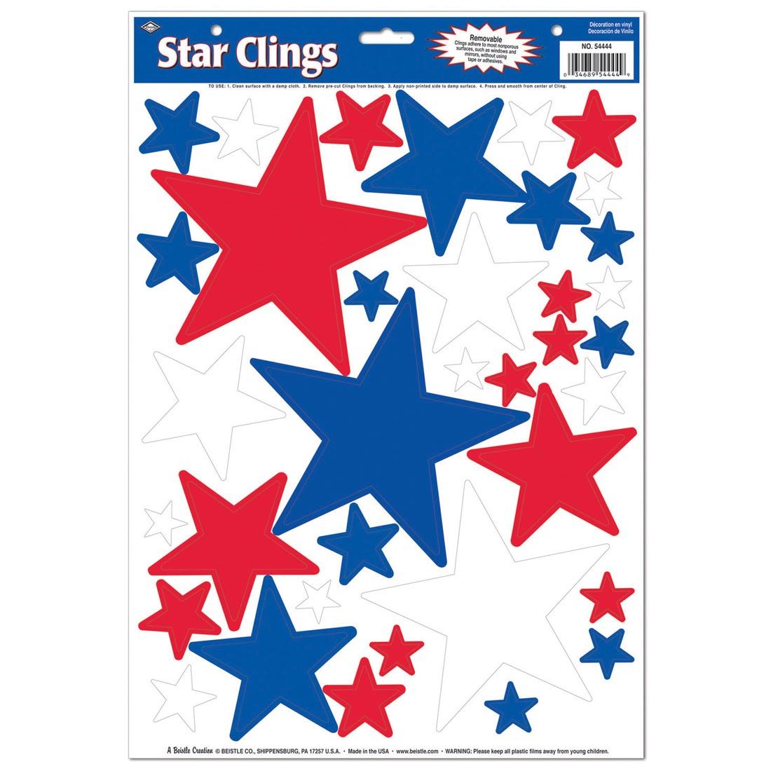 Red, White and Blue Star Window Clings