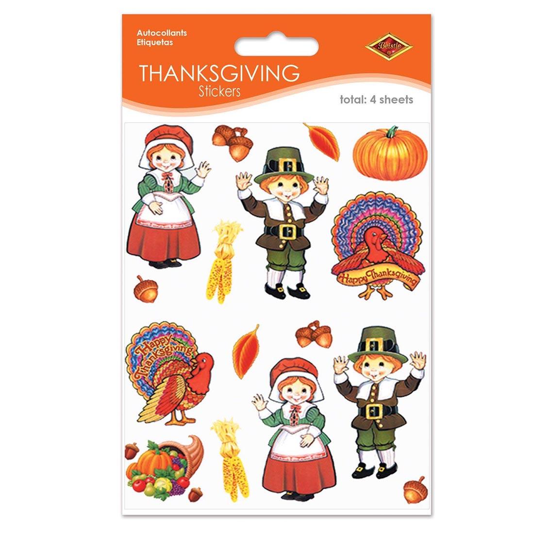 Pilgrim & Turkey Thanksgiving Stickers By Beistle Company