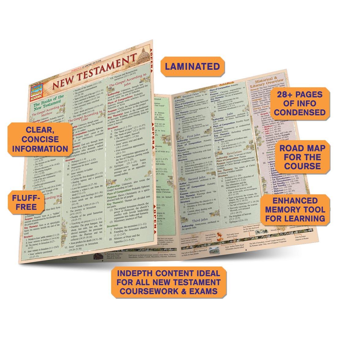 QuickStudy BarChart: New Testament, listing key features of the guide