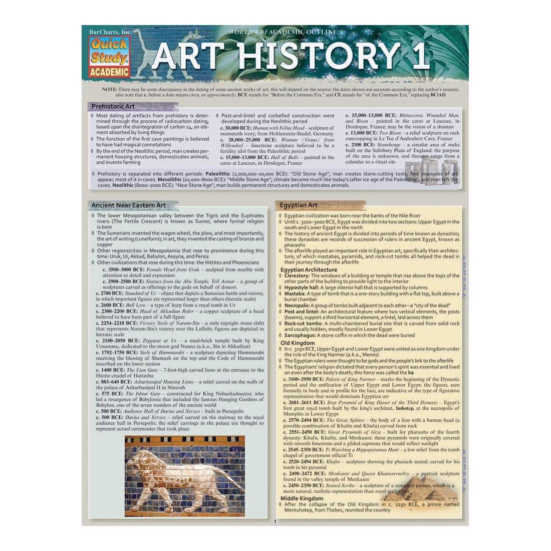 front page of QuickStudy BarChart: Art History 1