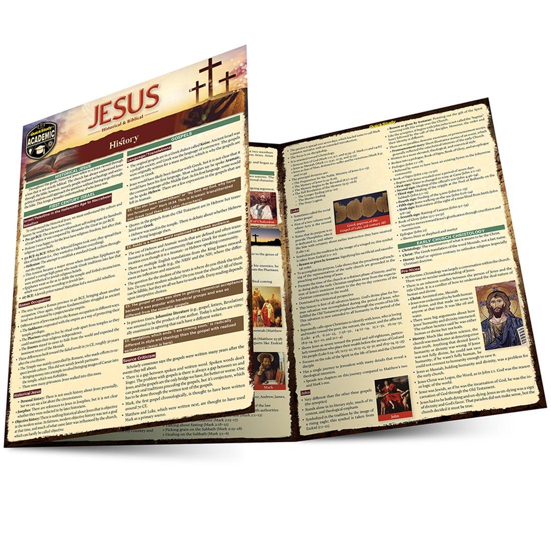 6-page QuickStudy BarChart: Jesus, shown partially open