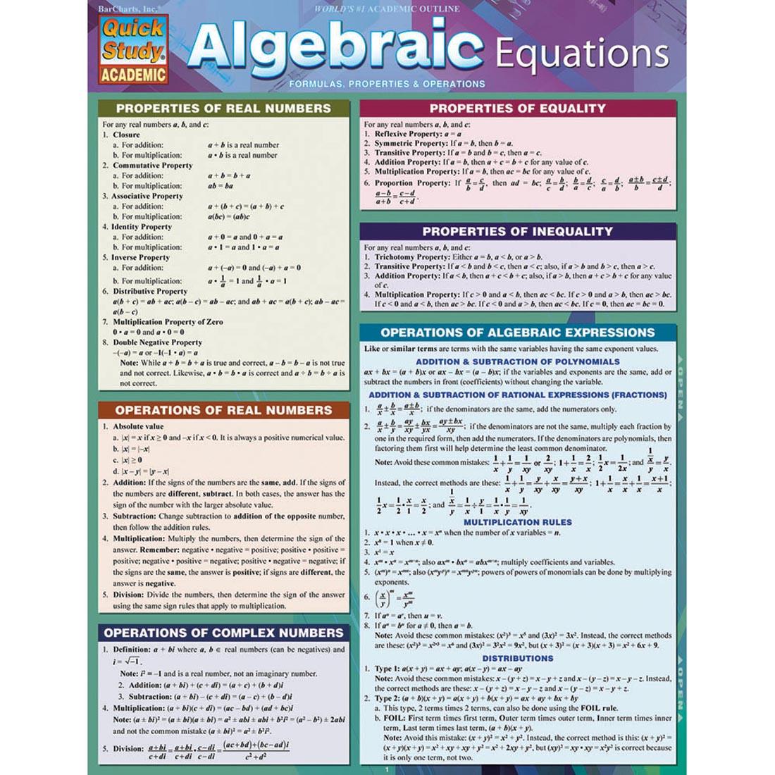 Algebraic Equations Study Guide