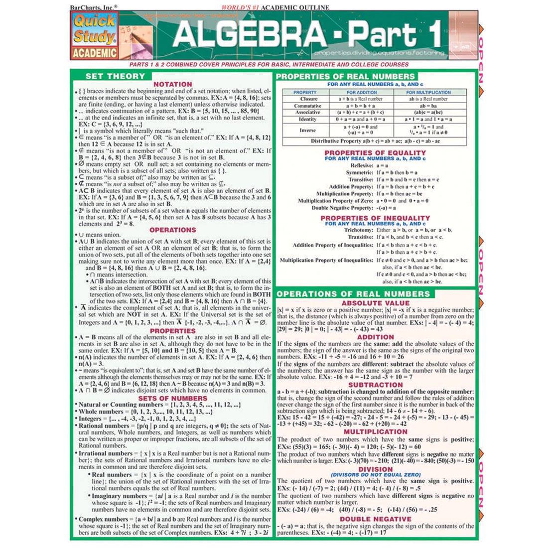 Algebra - Part 1 Study Guide