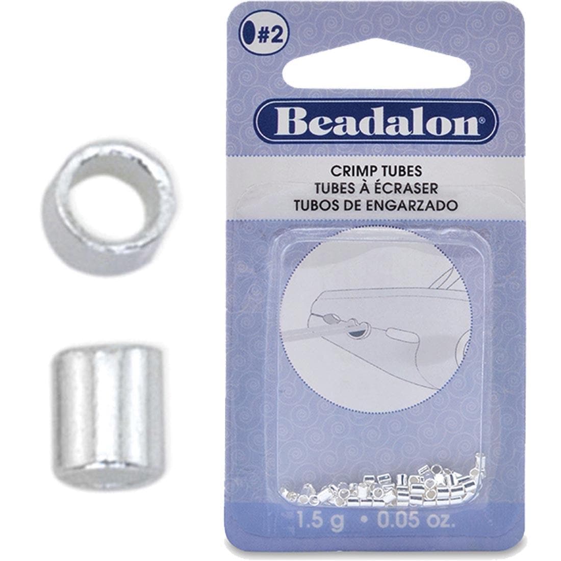 Package of Beadalon Crimp Tubes with a Closeup of Two Tubes