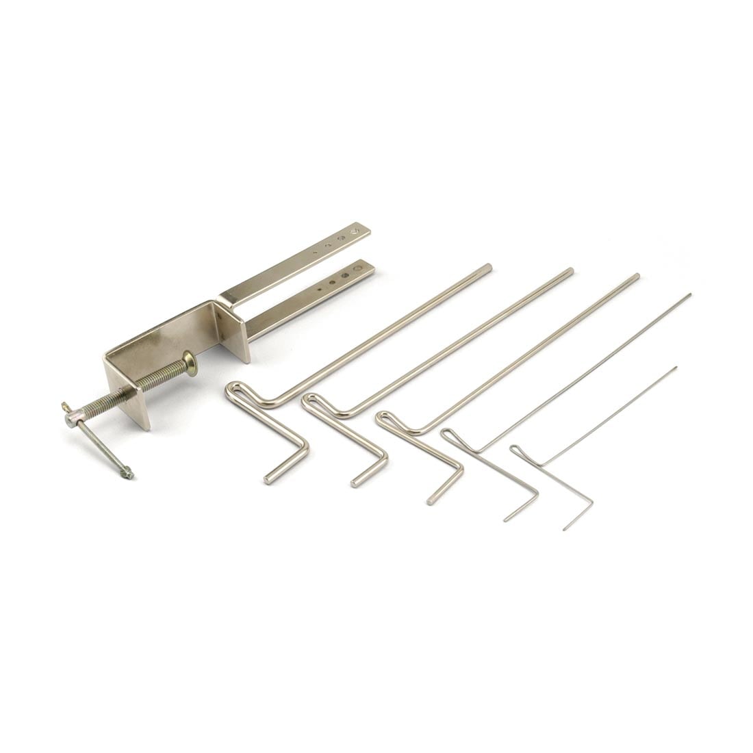 Artistic Wire Coiling Gizmo components: mount and 5 crank rods