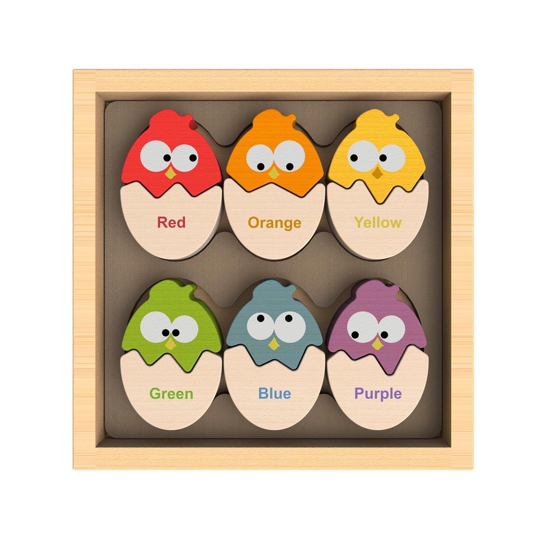 English Side of Colors 'N Eggs Bilingual Puzzle by BeginAgain Toys