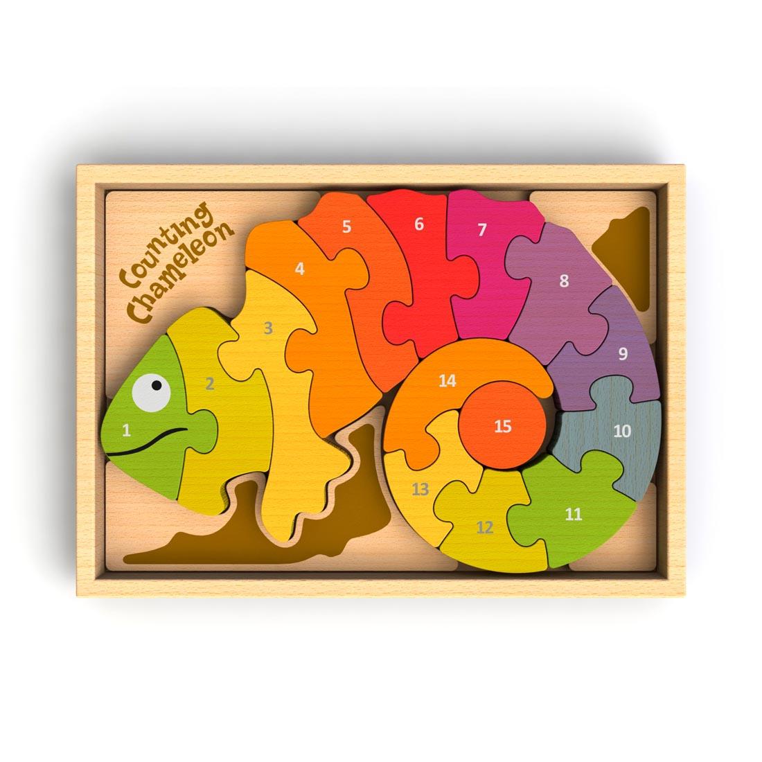 Numeral Side of Counting Chameleon Puzzle by BeginAgain Toys