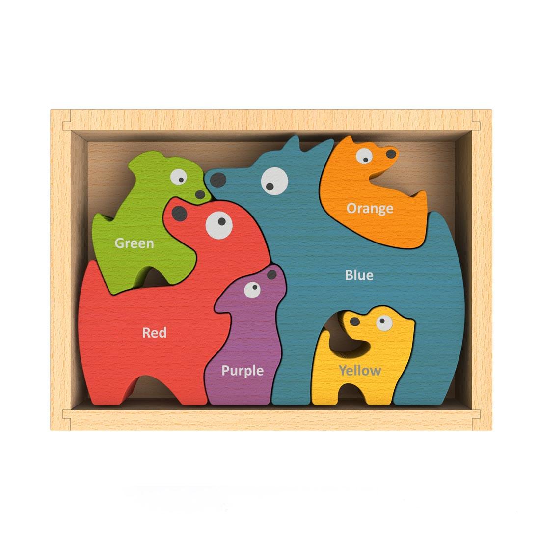 English Side of Dog Family Bilingual Color Puzzle by BeginAgain Toys