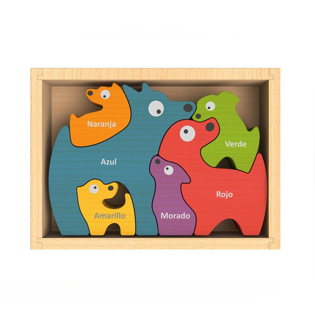 Spanish Side of Dog Family Bilingual Color Puzzle by BeginAgain Toys