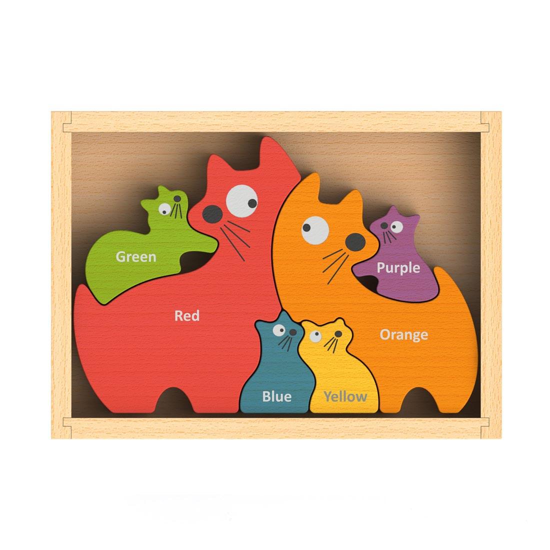 English Side of Cat Family Bilingual Color Puzzle by BeginAgain Toys