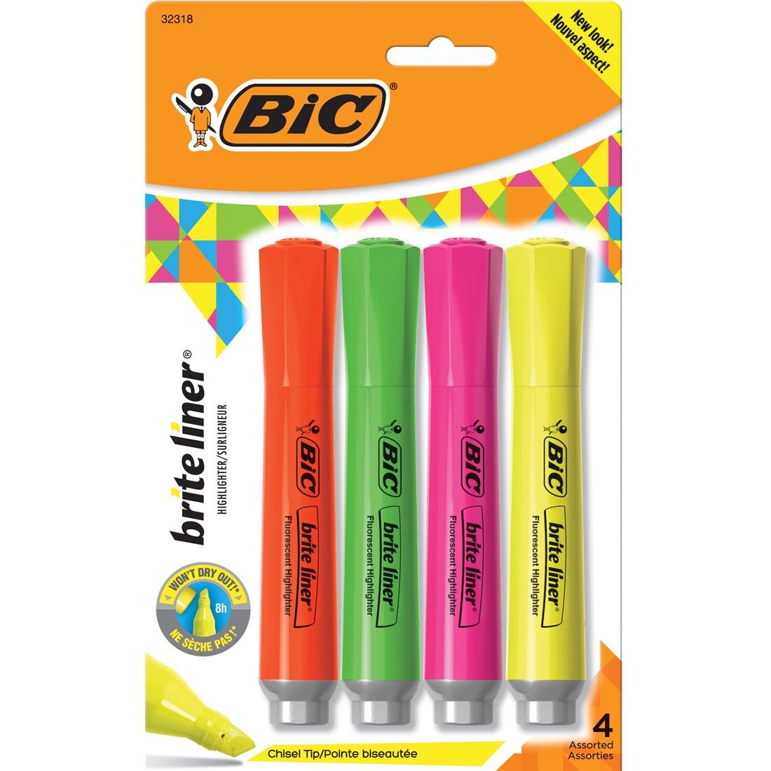 BiC Brite Liner Highlighters in orange, green, pink and yellow