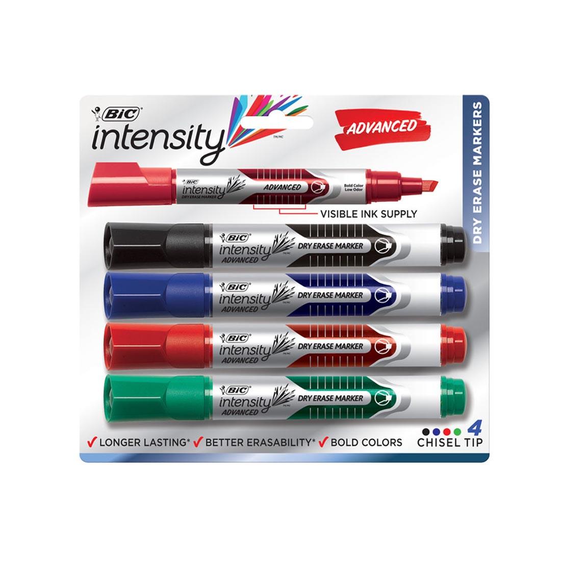 Bic Intensity Advanced Dry Erase Chisel Tip Markers in Black, Blue, Red and Green