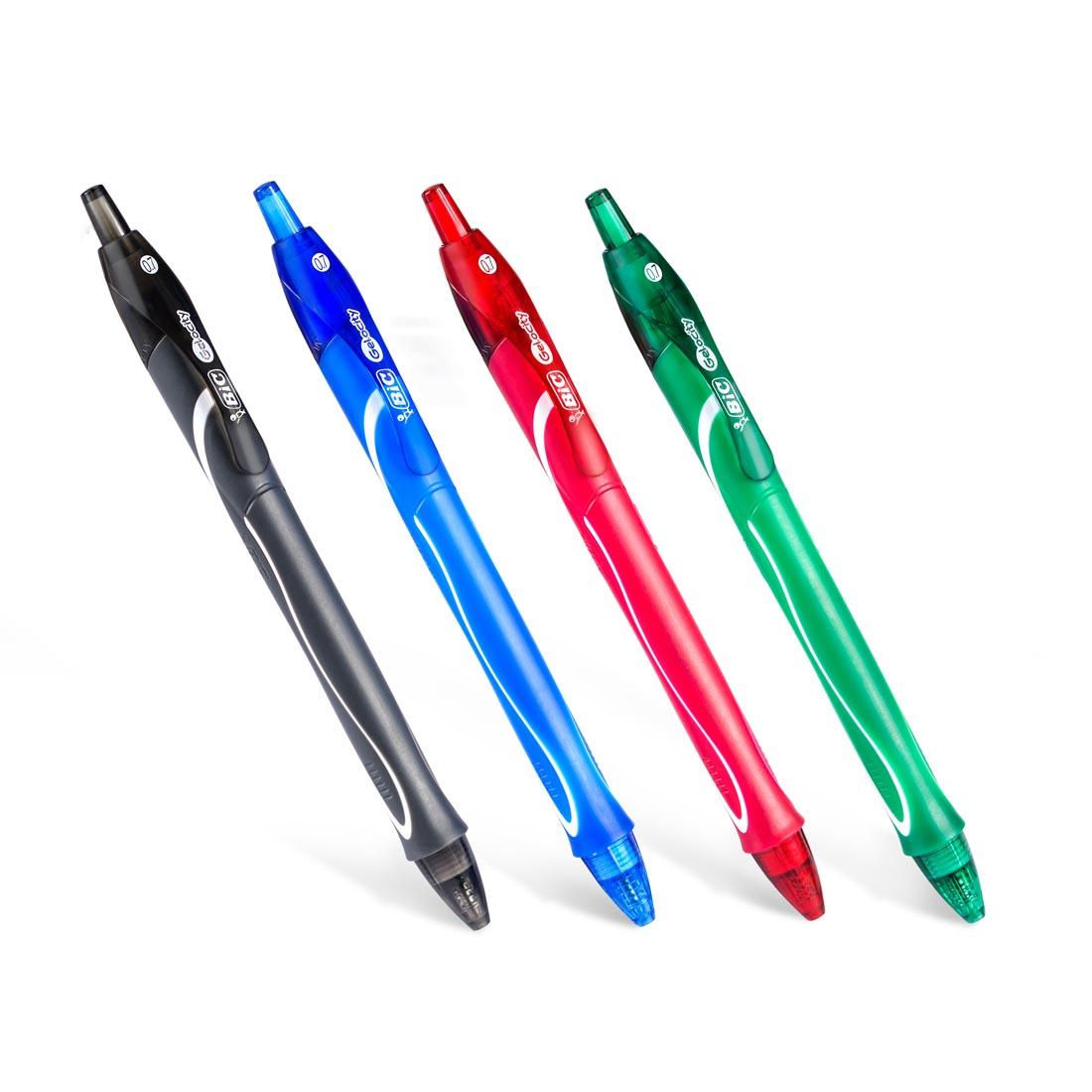 Bic Gel-Ocity Assorted Gel Pens 4-Count Set, featuring black, blue, red and green