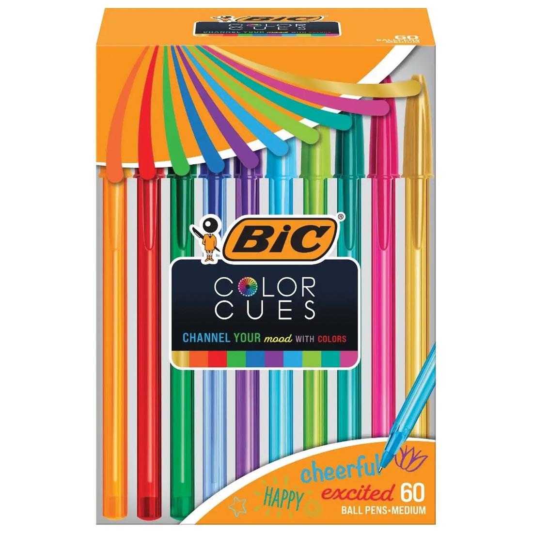 package of Bic Cristal Color Cues 60-Count Ball Point Pens