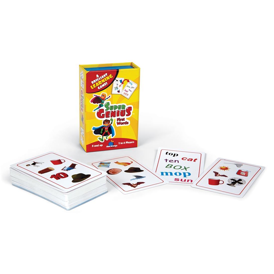 Stack of Cards and the Package of Super Genius First Words Matching Game