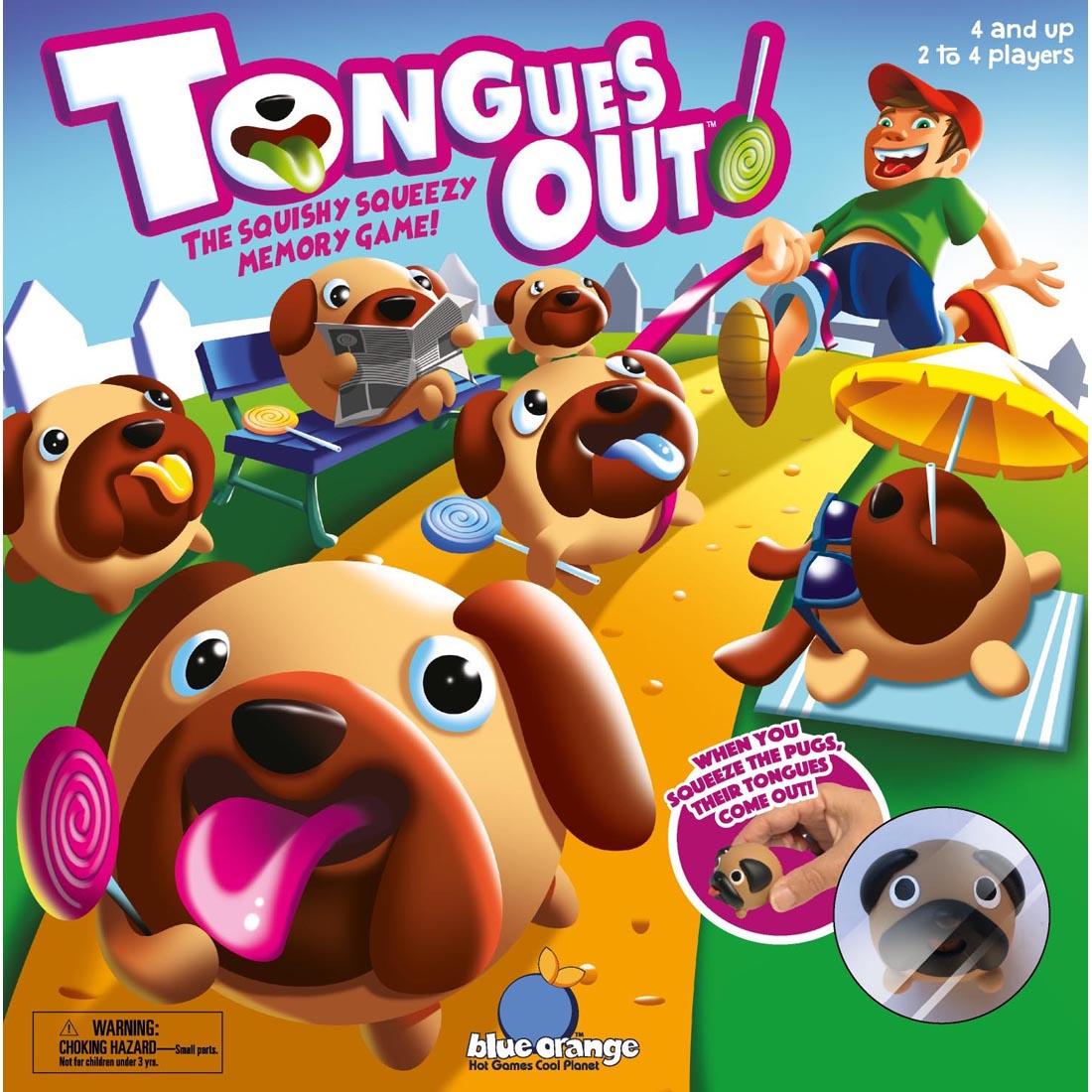 front of package of Tongues Out! The Squishy Squeezy Memory Game