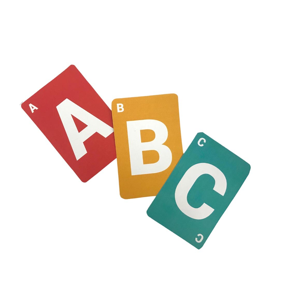 the A, B, C answer cards from Do You Know Your Peeps? Game