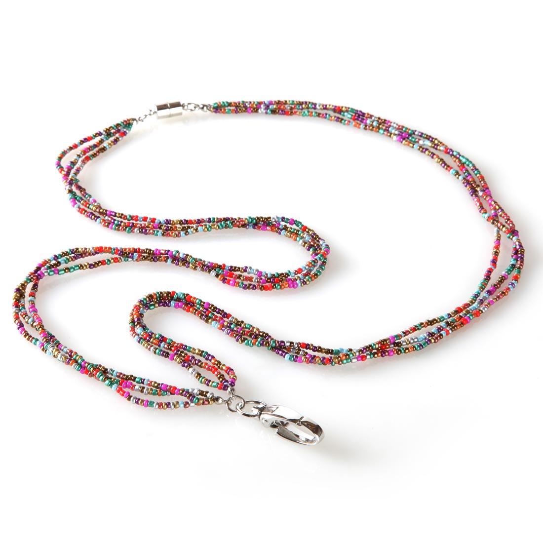 Clip Lanyard with Three Strands of Small Beads