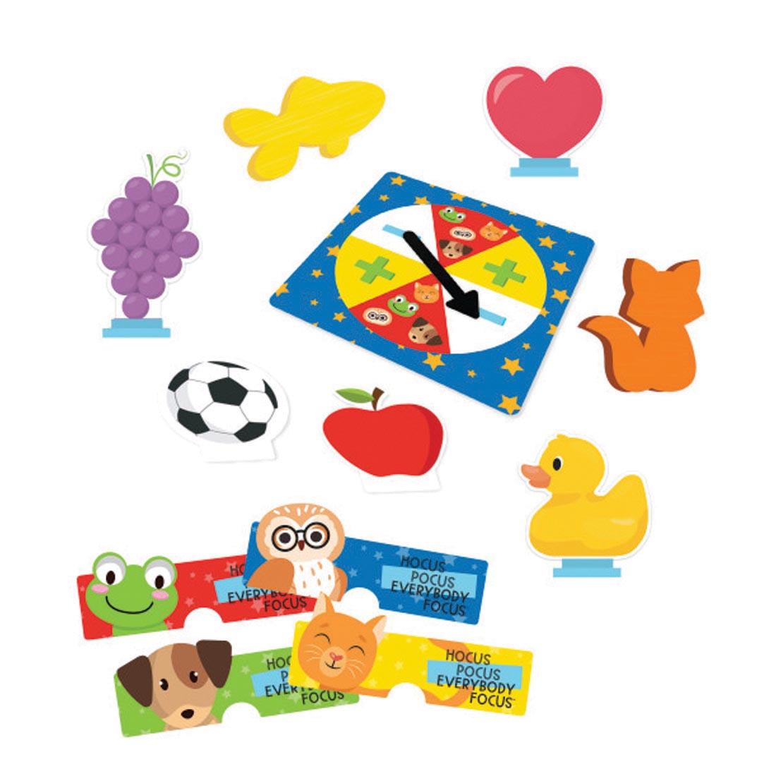 game pieces from the Hocus Pocus, Everybody Focus Game By Briarpatch