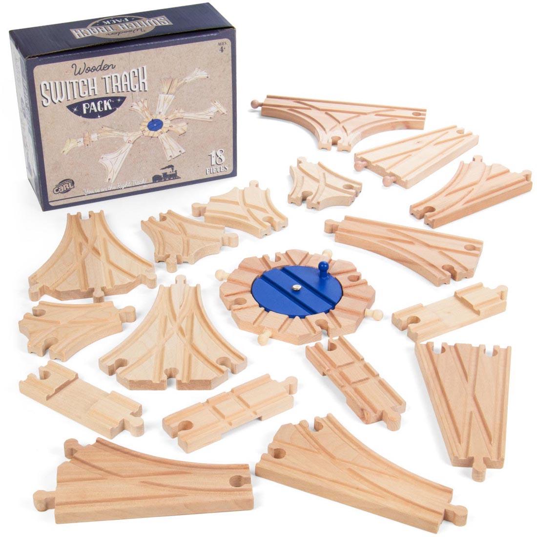 Conductor Carl Wooden Train 18-Piece Switch Track Pack