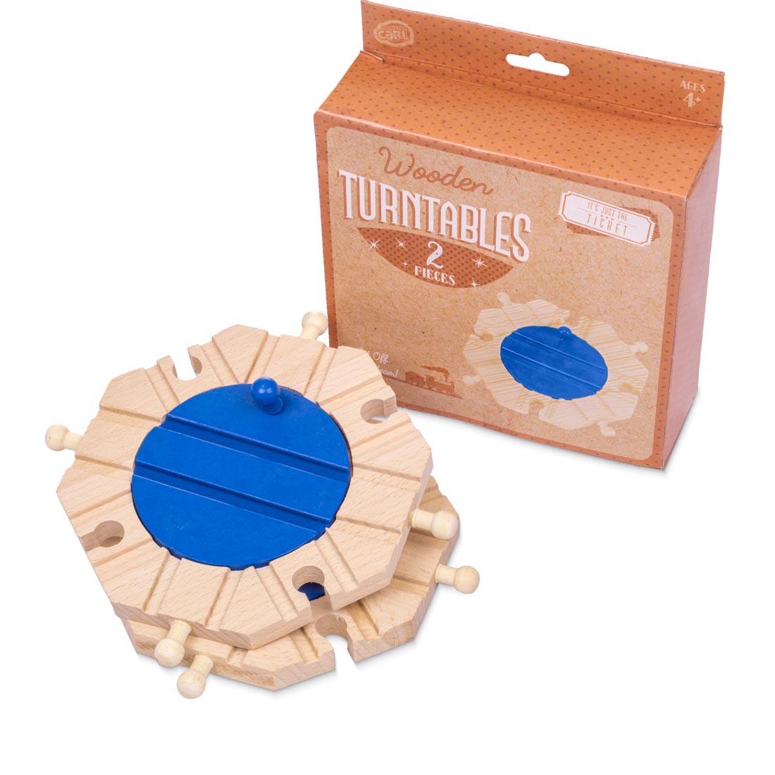 Two Conductor Carl Wooden Train Track Turntables