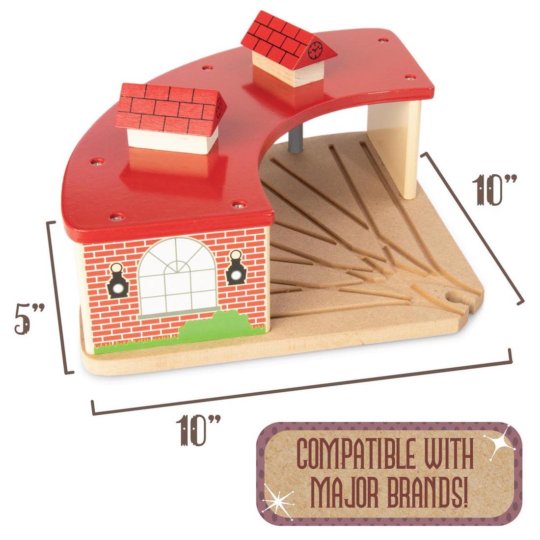 Conductor Carl Wooden Train Garage With Overlay Showing Dimensions