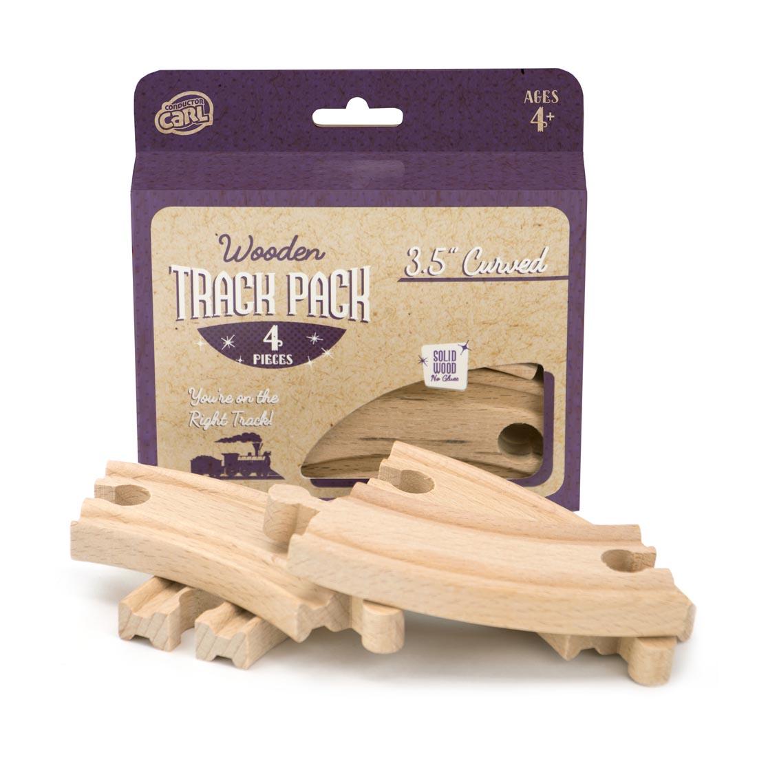 Four Short, Curved Wooden Train Track Pieces