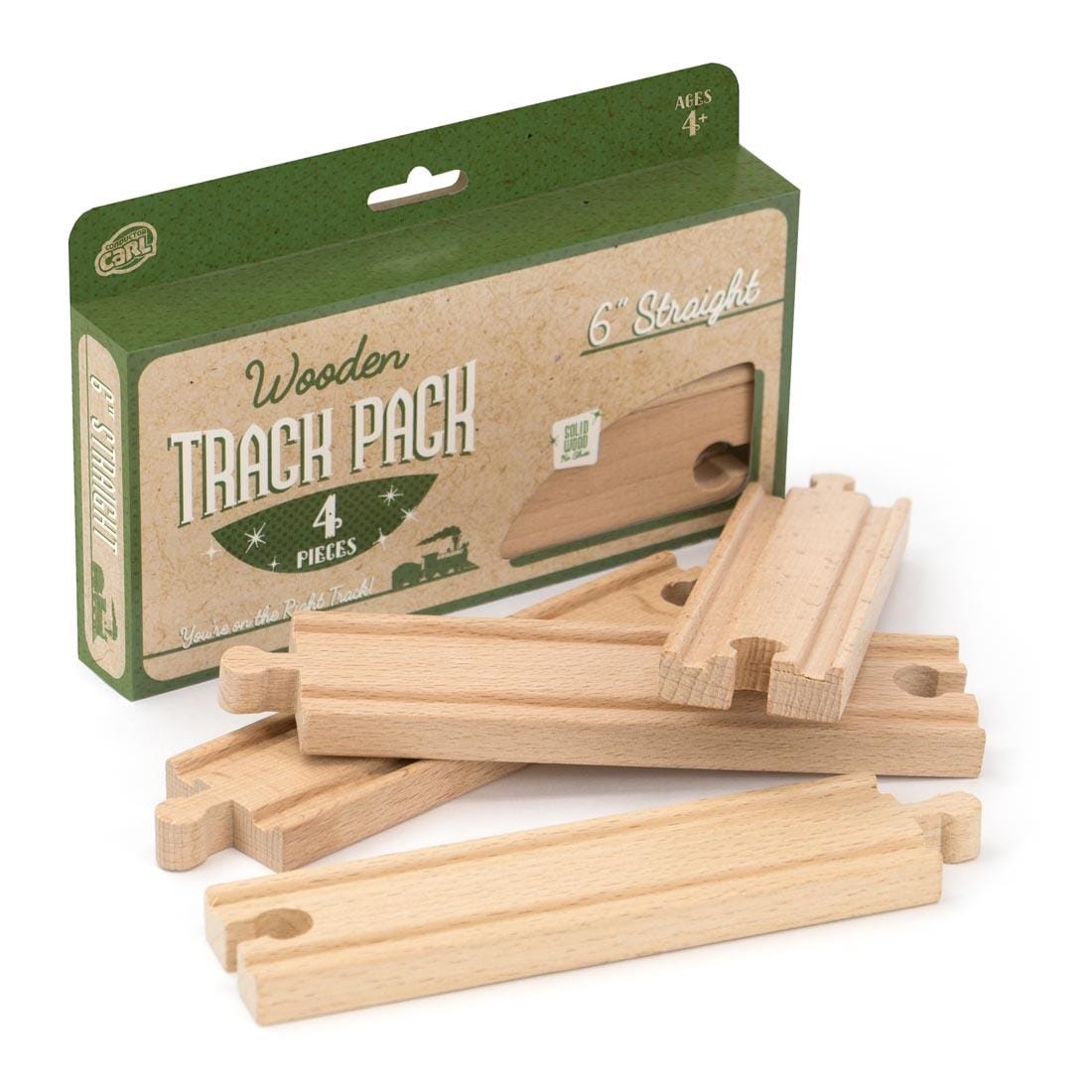 Four Long, Straight Wooden Train Track Pieces