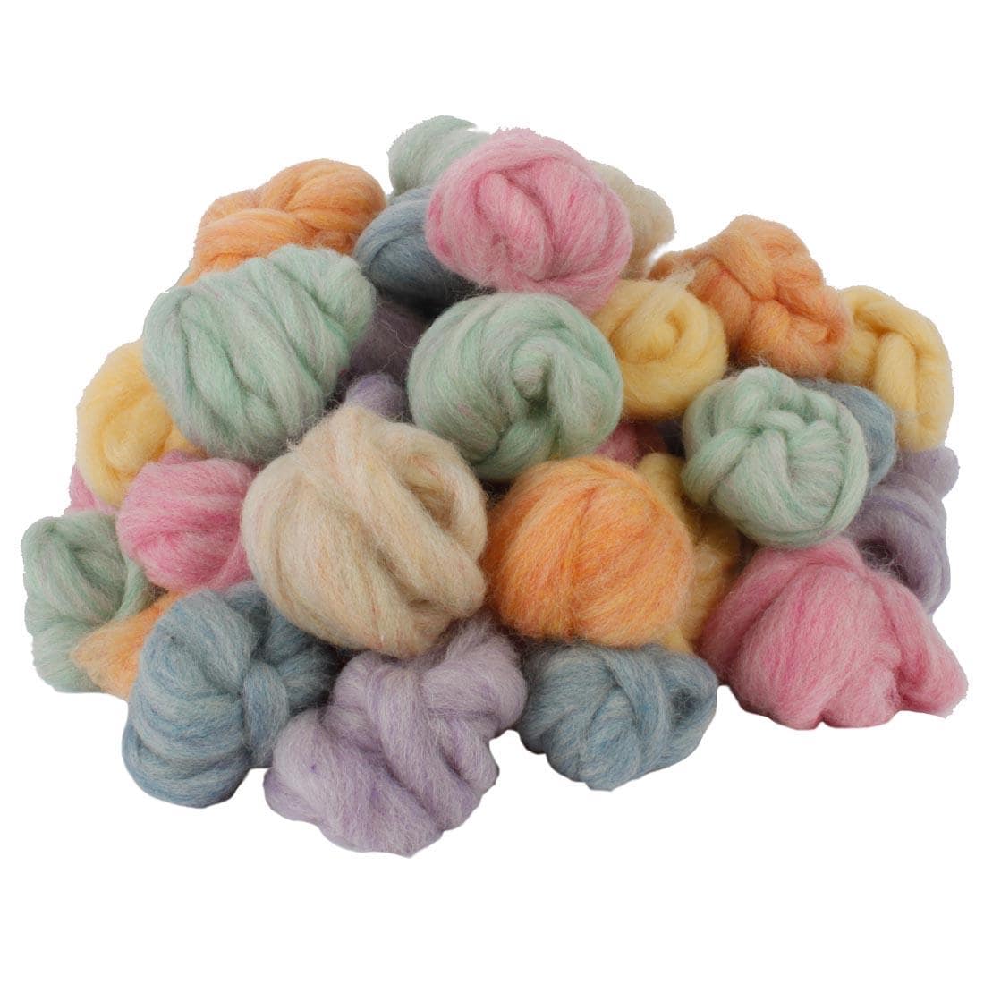 Wool Roving Pastel Colors Assortment