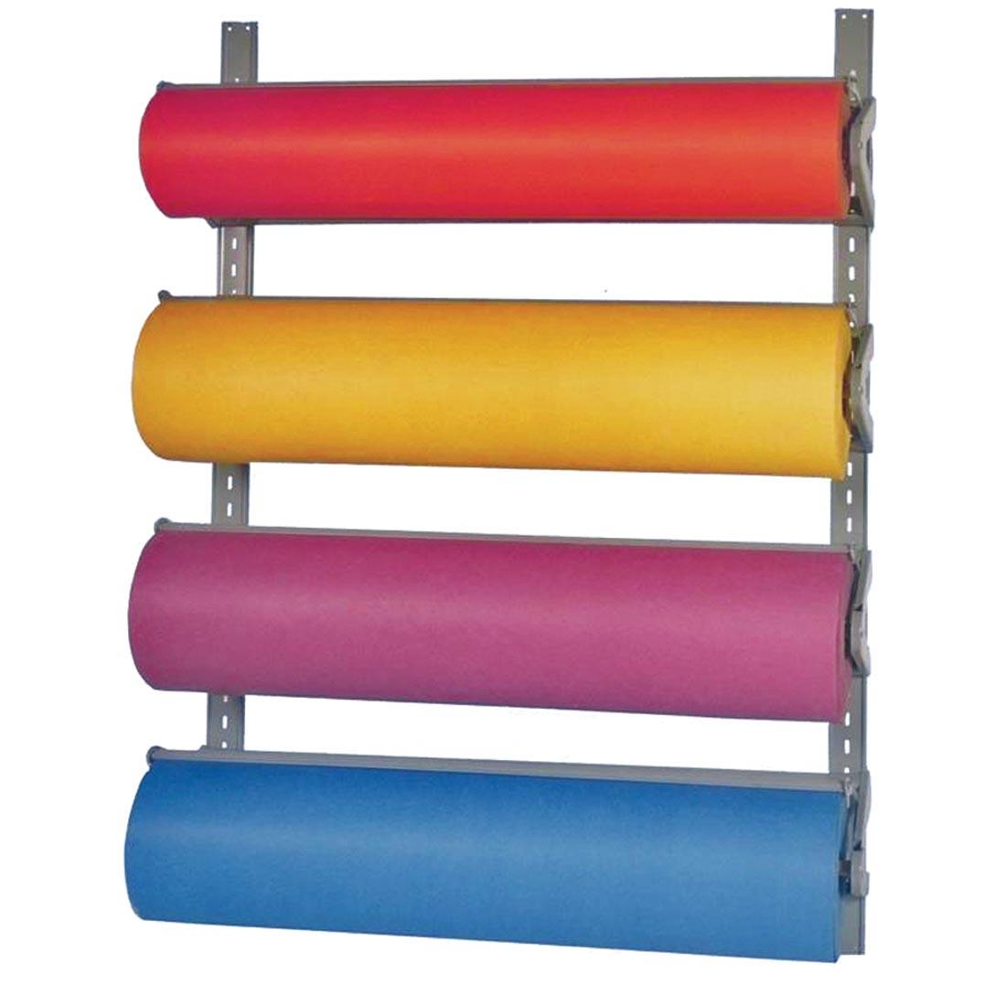 4-Roll Paper Wall Rack Shown Loaded With Paper Rolls