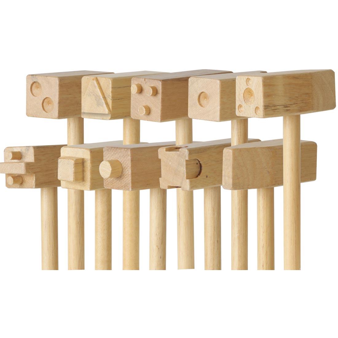 Creativity Street 5-count clay texturizer Wooden Hammer set, with both sizes of each hammer shown