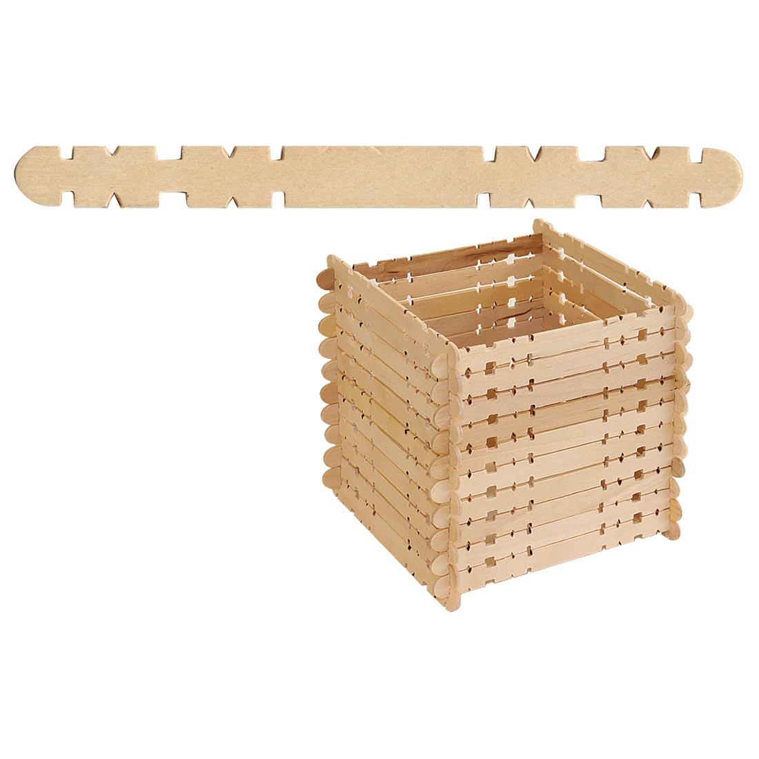 Creativity Street natural wooden smart sticks, plus a cube built with smart sticks