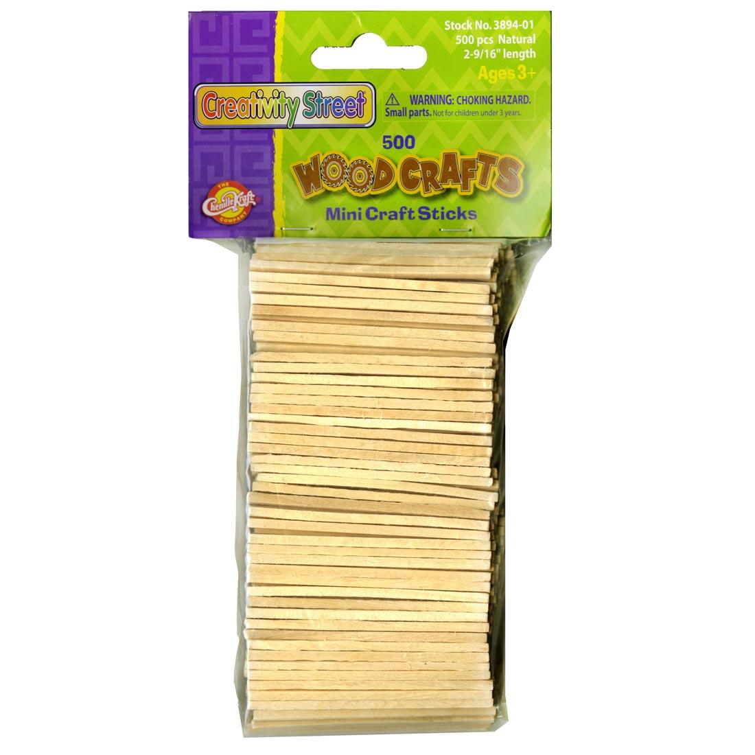 package of creativity Street mini wooden natural craft sticks