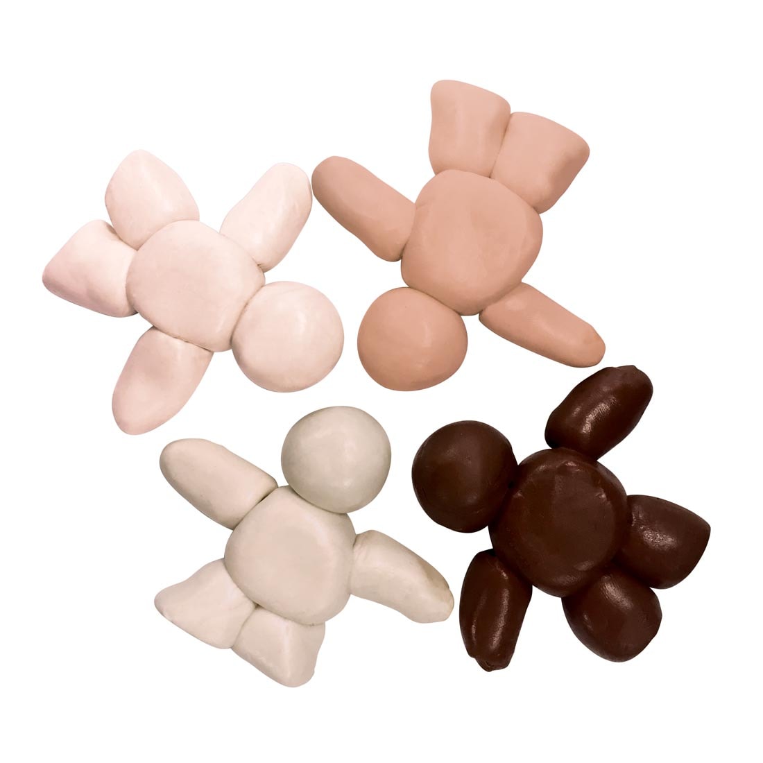 4 people figures in four colors of modeling clay