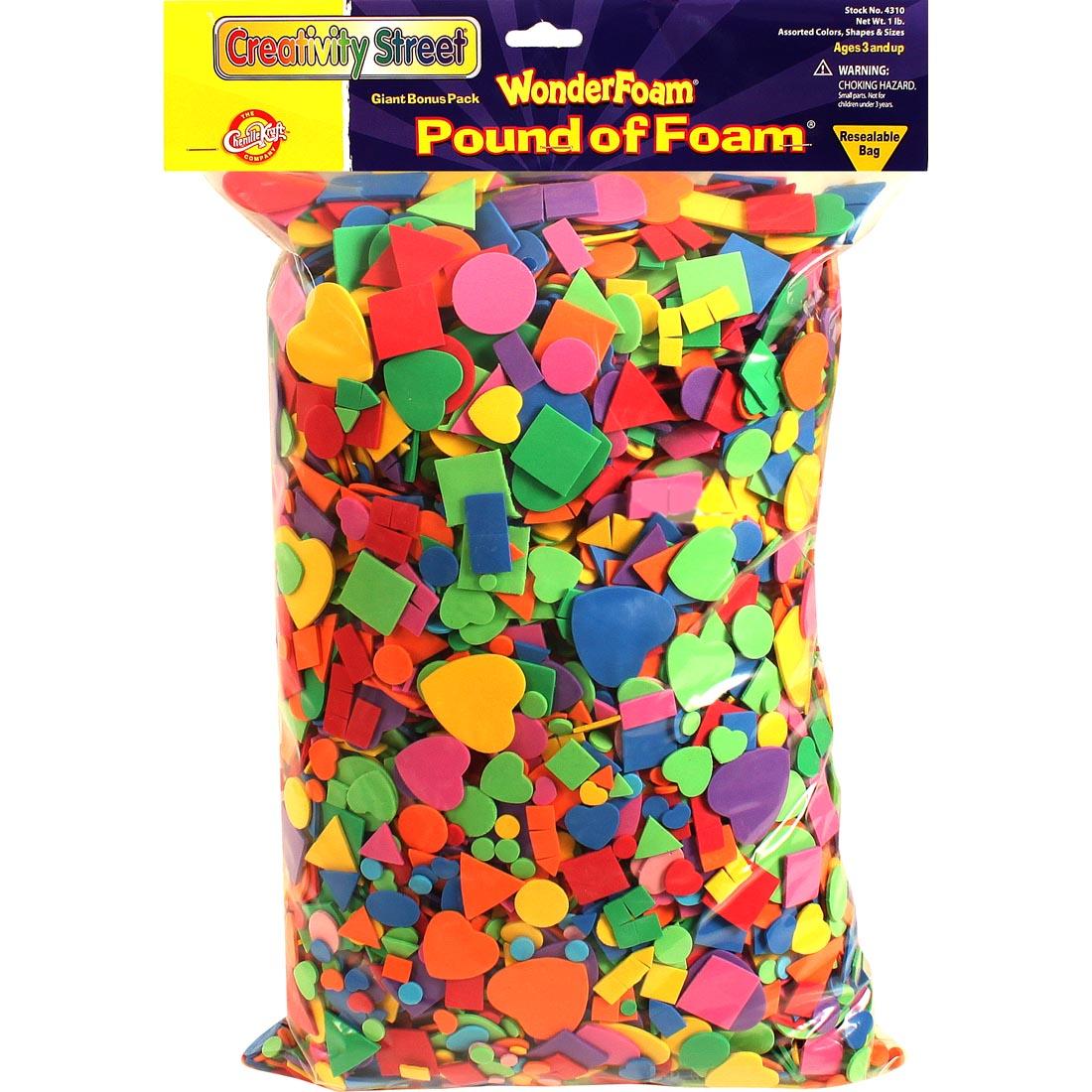 1 lb. package of Creativity Street WonderFoam Shapes in assorted colors, shapes and sizes