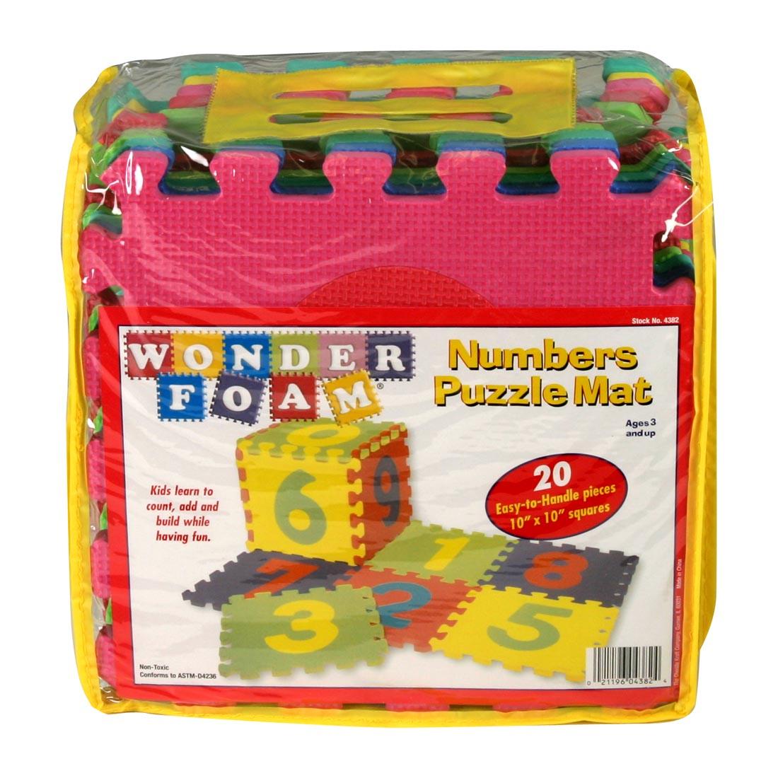 package of Creativity Street Wonderfoam Numbers Puzzle Mat in a plastic storage sleeve