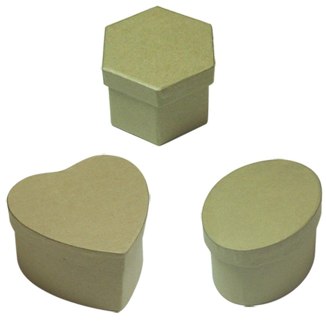 Creativity Street Hexagon, Heart and Oval Papier Mache Boxes