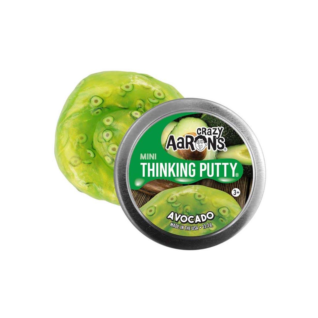 Avocado green-colored Mini Thinking Putty with tin