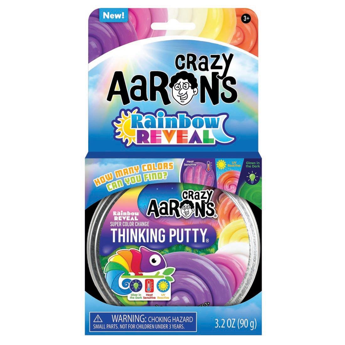 tin of Rainbow Reveal Thinking Putty by Crazy Aaron in package