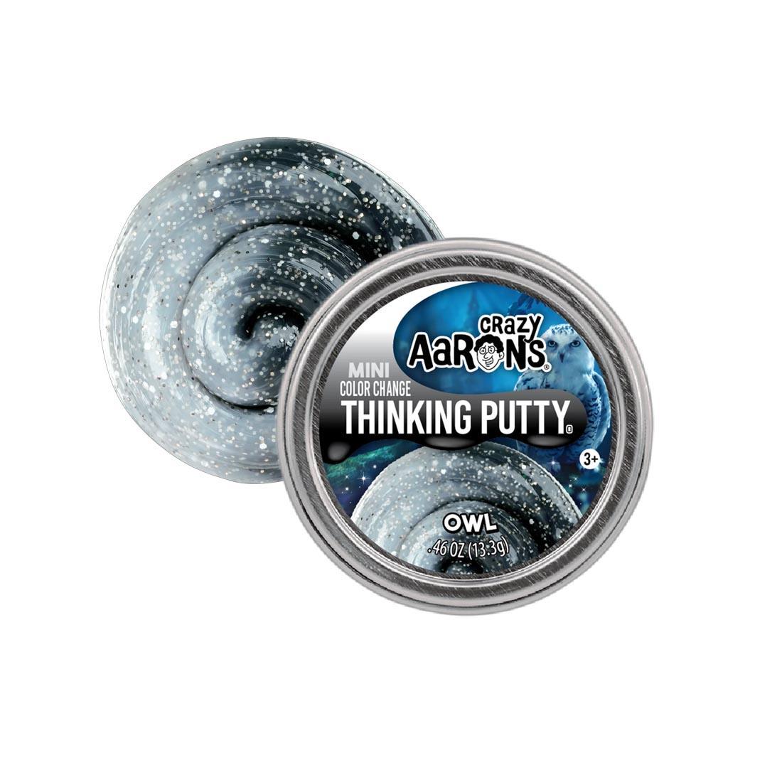 Owl Mini Thinking Putty By Crazy Aaron both in and out of package
