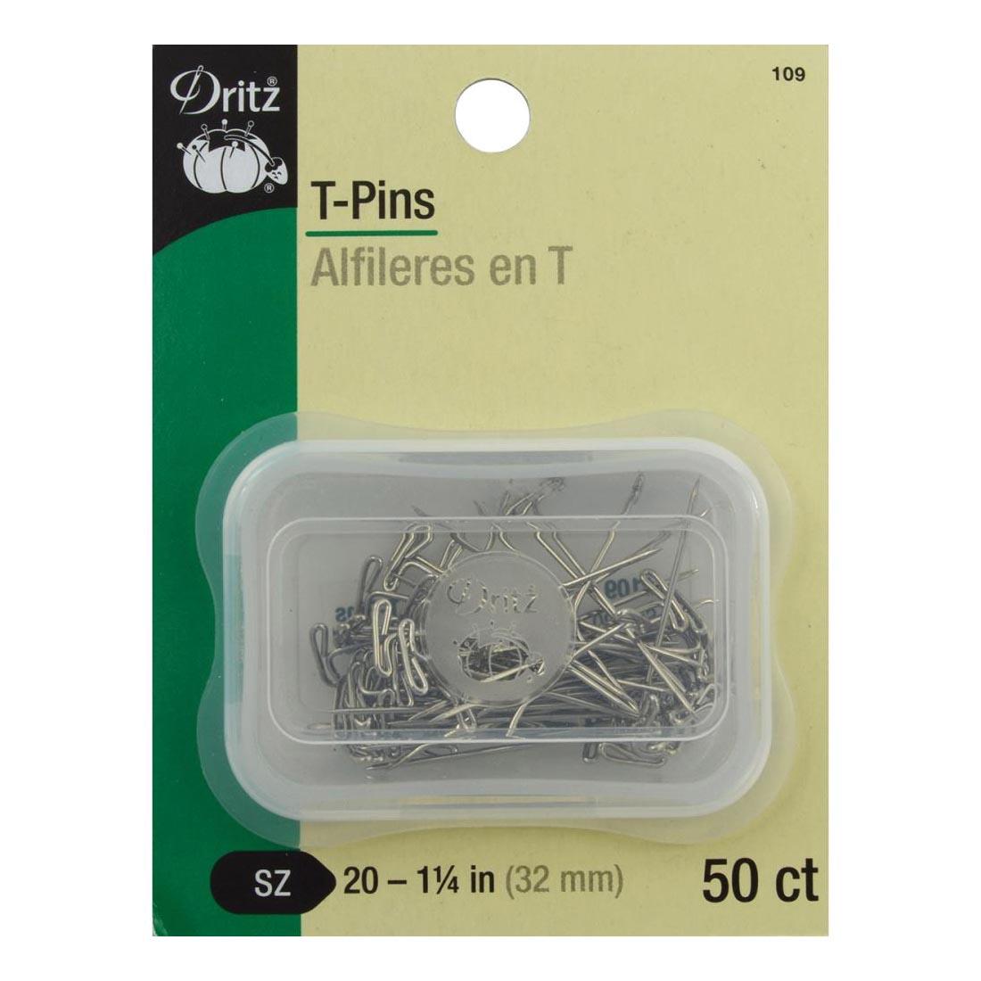 size 20 Dritz T-Pins, shown in package