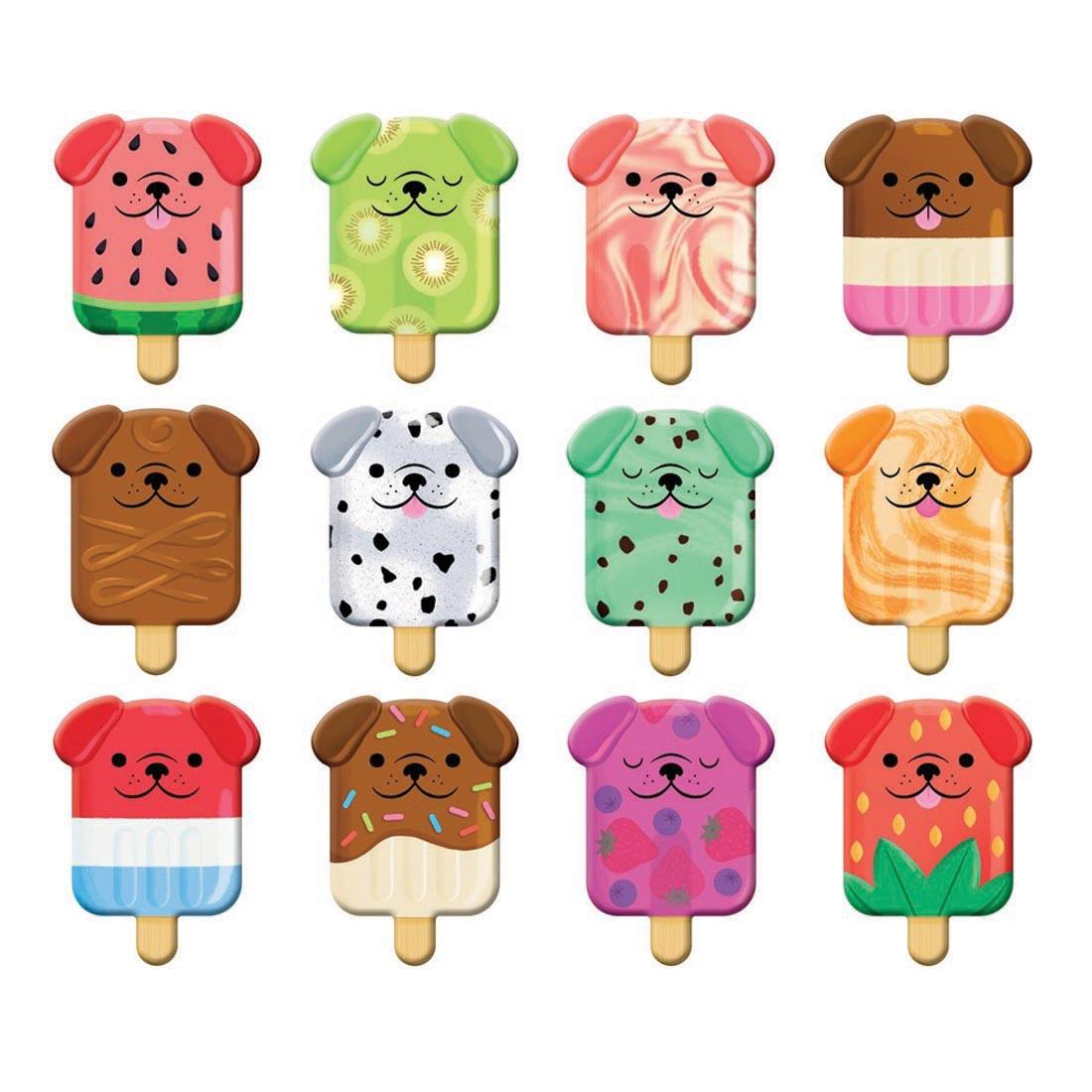12 pieces from the Pupsicles Memory Match Game