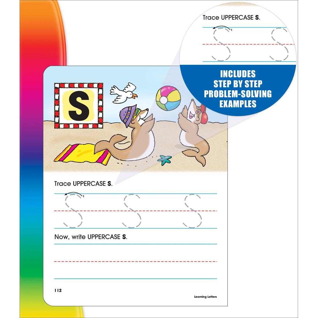 Sample page for the letter S from Preschool Spectrum Learning Letters by Carson Dellosa