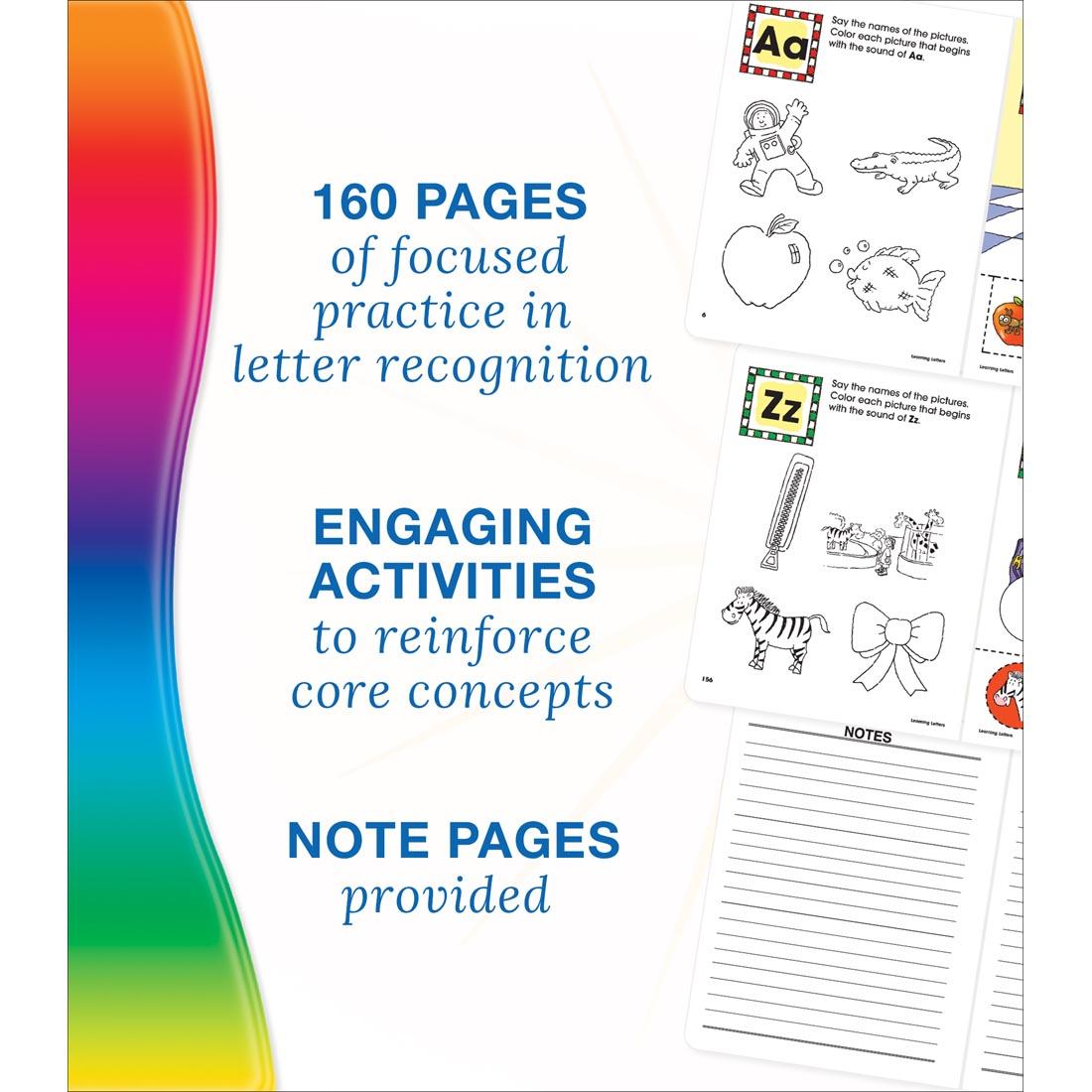 Features of Preschool Spectrum Learning Letters by Carson Dellosa: 160 pages, engaging activities and notes pages provided