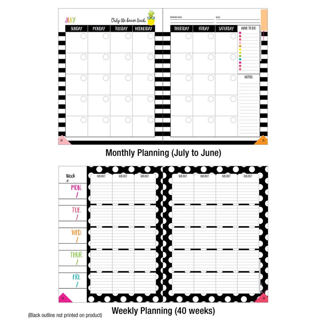 Monthly and Weekly Planning Pages from Simply Stylish Tropical Pineapple Teacher Planner