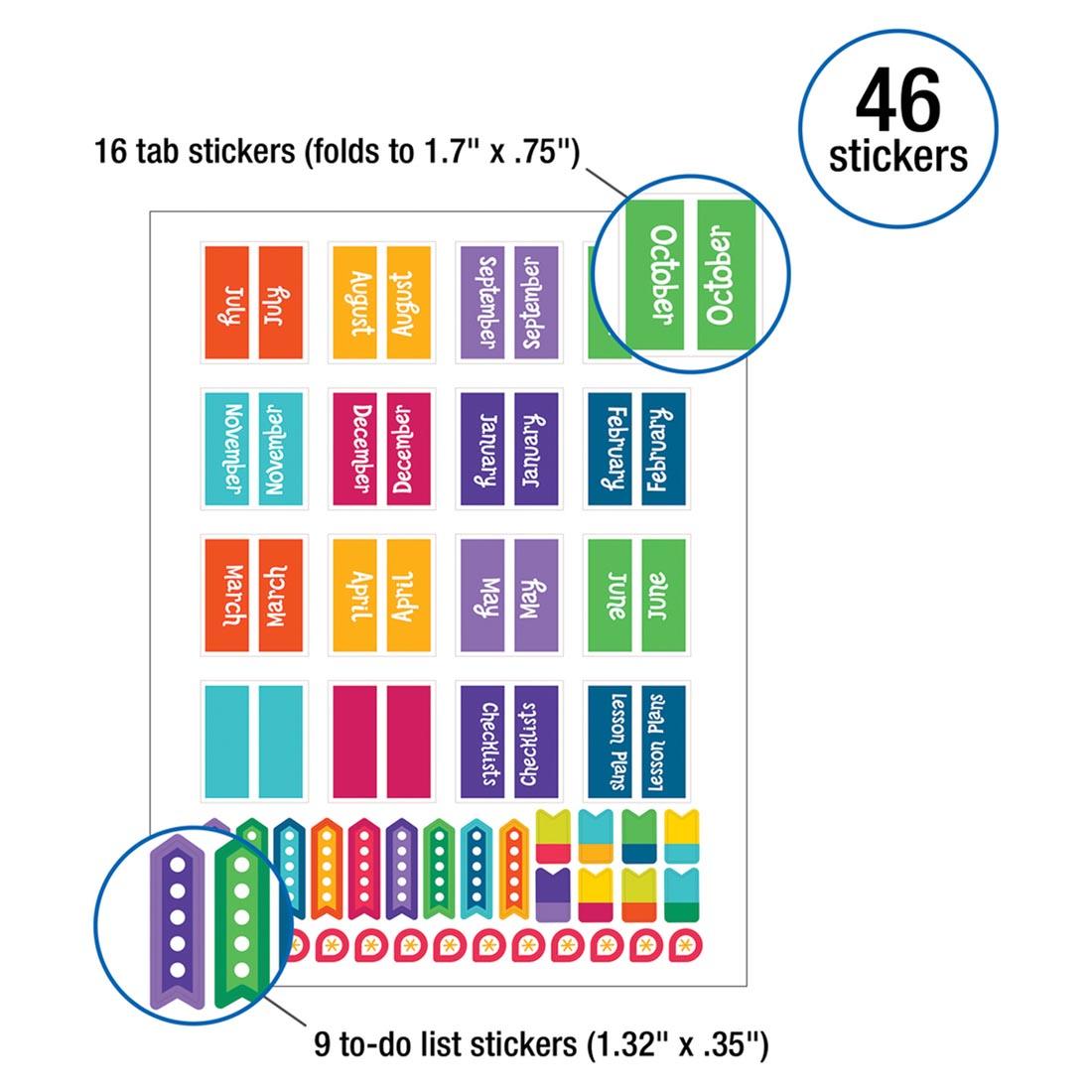 Page of Stickers from One World Teacher Planner