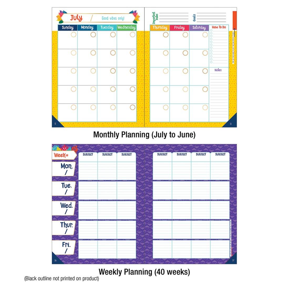 Monthly and Weekly Planning Pages from One World Teacher Planner