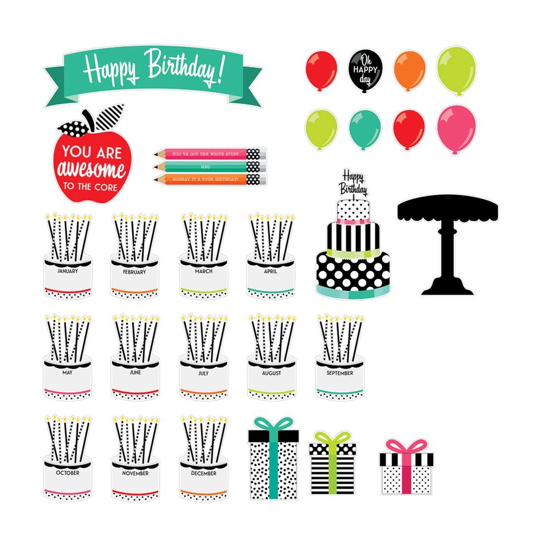 Black, White & Stylish Brights Birthday Bulletin Board Set By Carson Dellosa